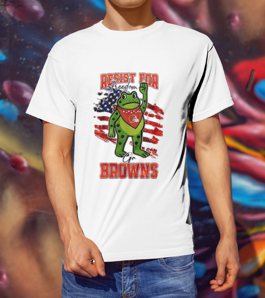 Resist For Cleveland Browns Portland Frog American Flag T-Shirt