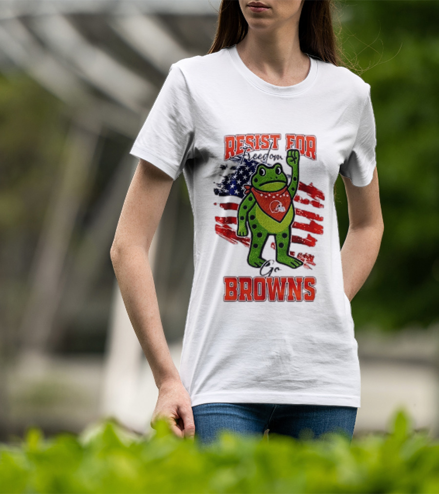 Resist For Cleveland Browns Portland Frog American Flag T-Shirt