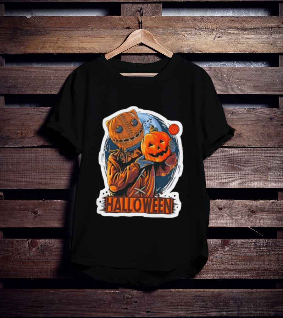 Halloween Sackman Pumpkin Lollipop Full Moon T-Shirt
