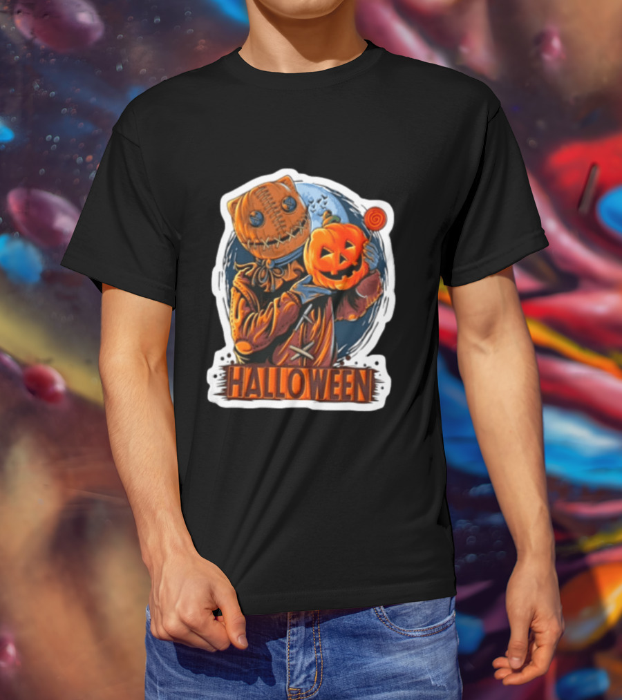 Halloween Sackman Pumpkin Lollipop Full Moon T-Shirt