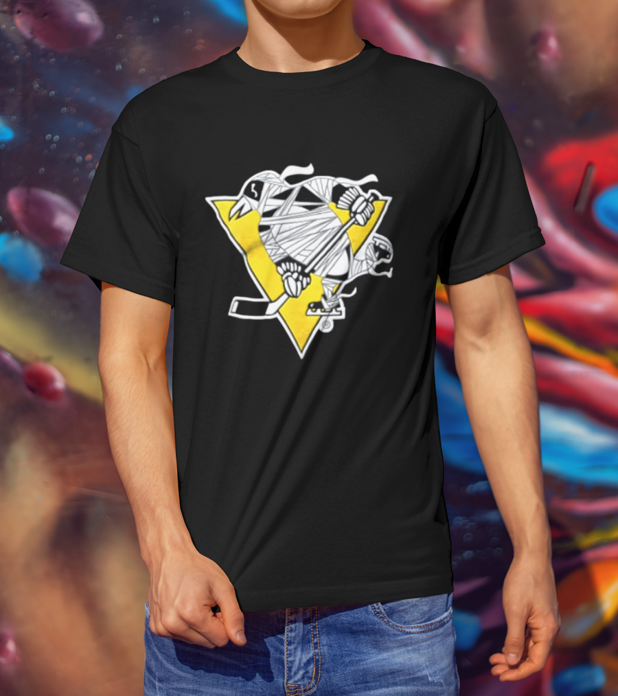 Pittsburgh Penguins Mummy Wrapped Hockey Stick Halloween 26 T-Shirt