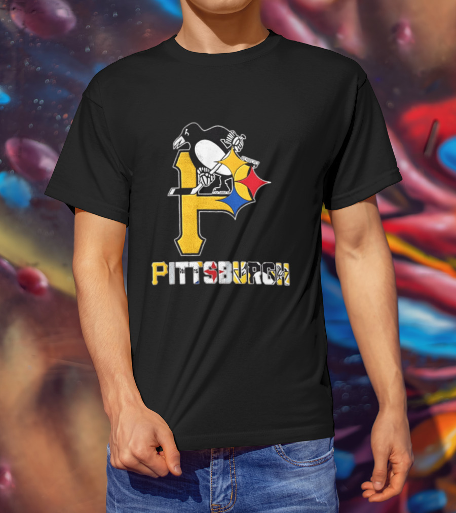Pittsburgh Penguins Steelers P Logo Sport Map Iconic Team T-Shirt