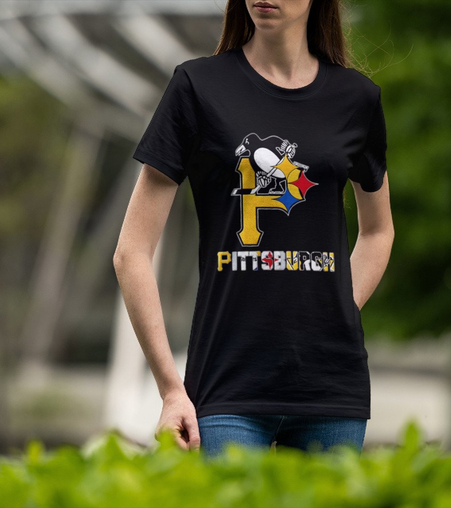 Pittsburgh Penguins Steelers P Logo Sport Map Iconic Team T-Shirt