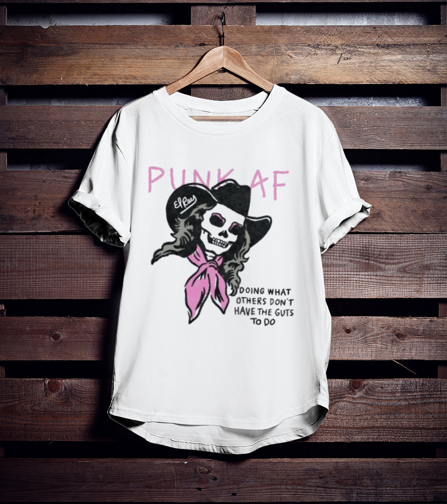 Punk AF Skeleton Cowboy Doing What Others Don't Have The Guts To Do T-Shirt