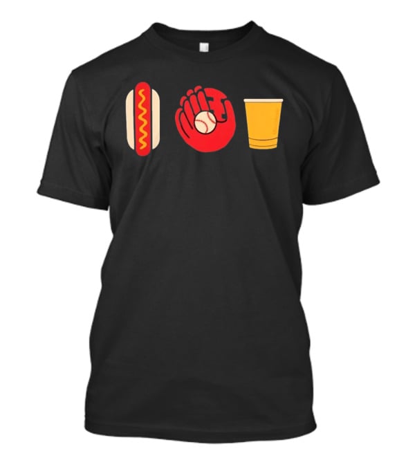 Hot Dog Baseball Glove Beer Chowlahoadz Stadium Food T-Shirt