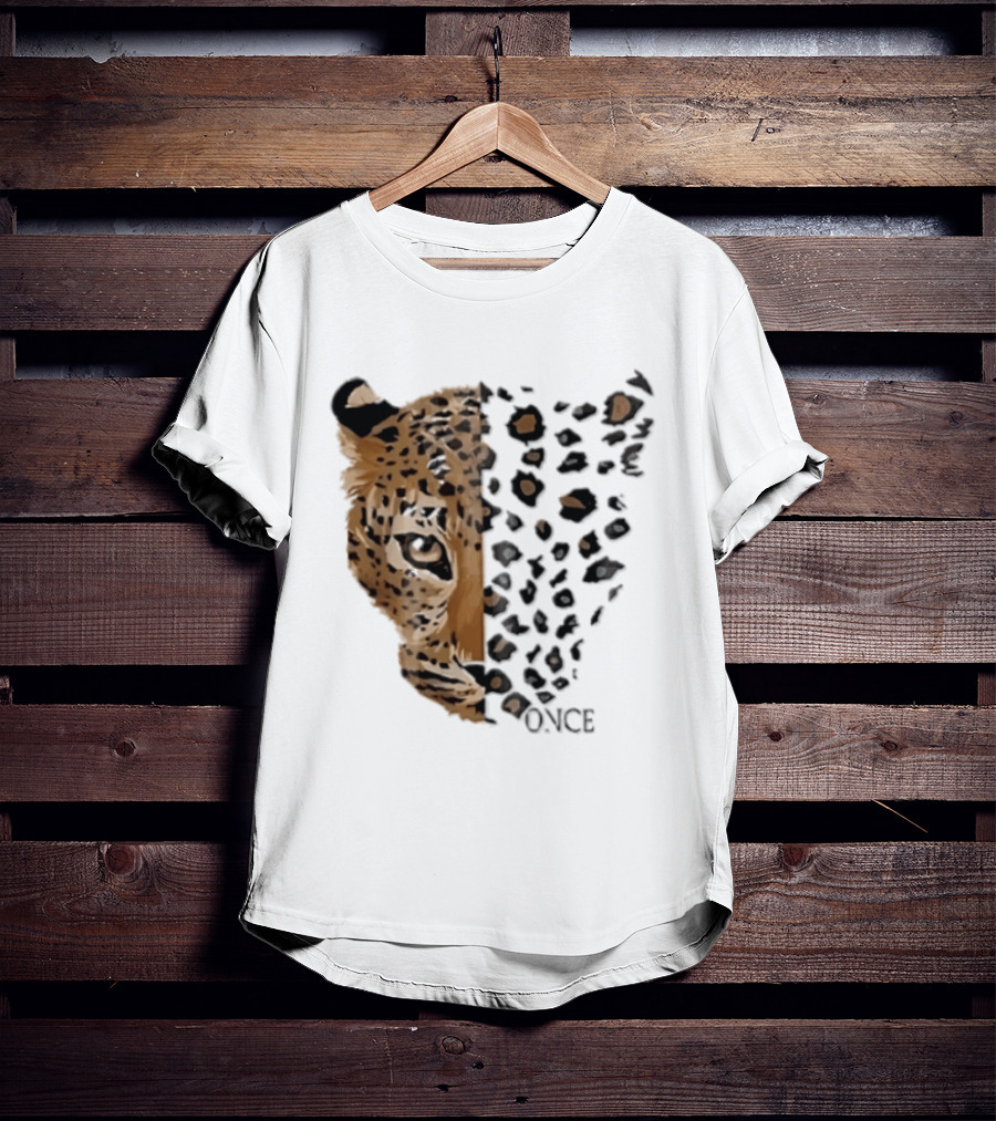 Once Leopard Face Half Animal Half Spots T-Shirt