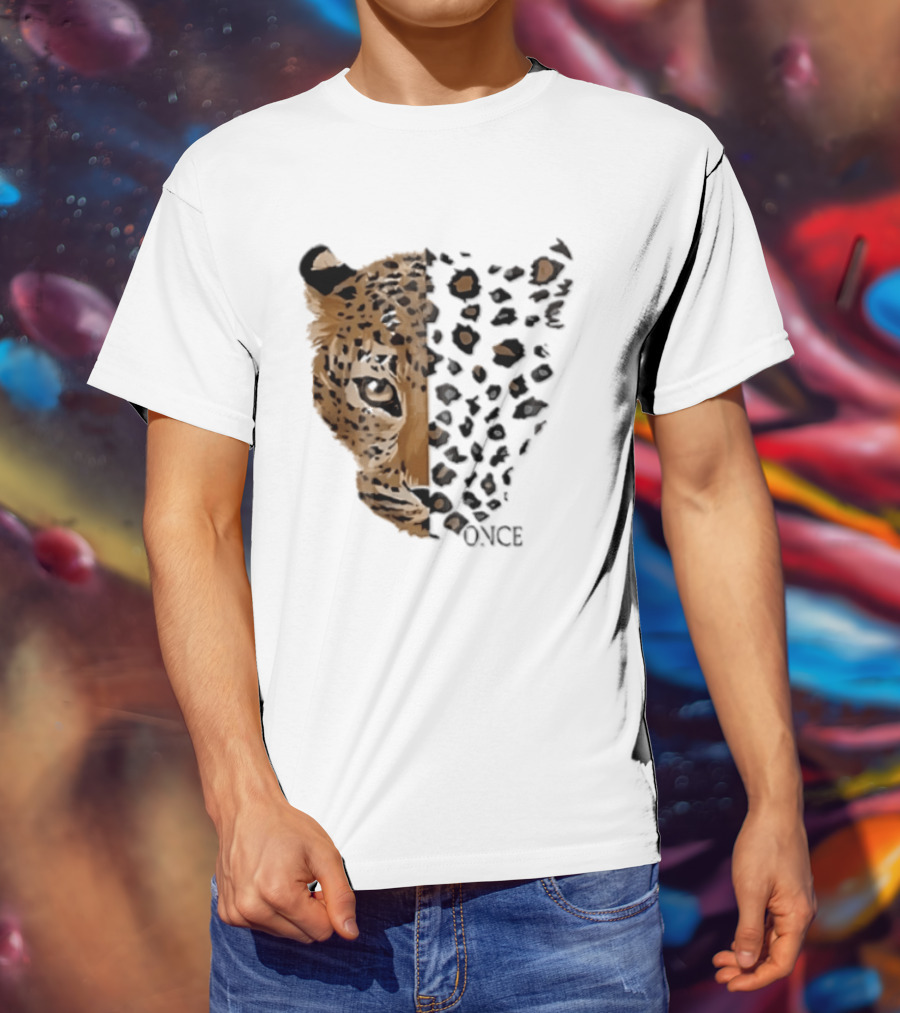 Once Leopard Face Half Animal Half Spots T-Shirt