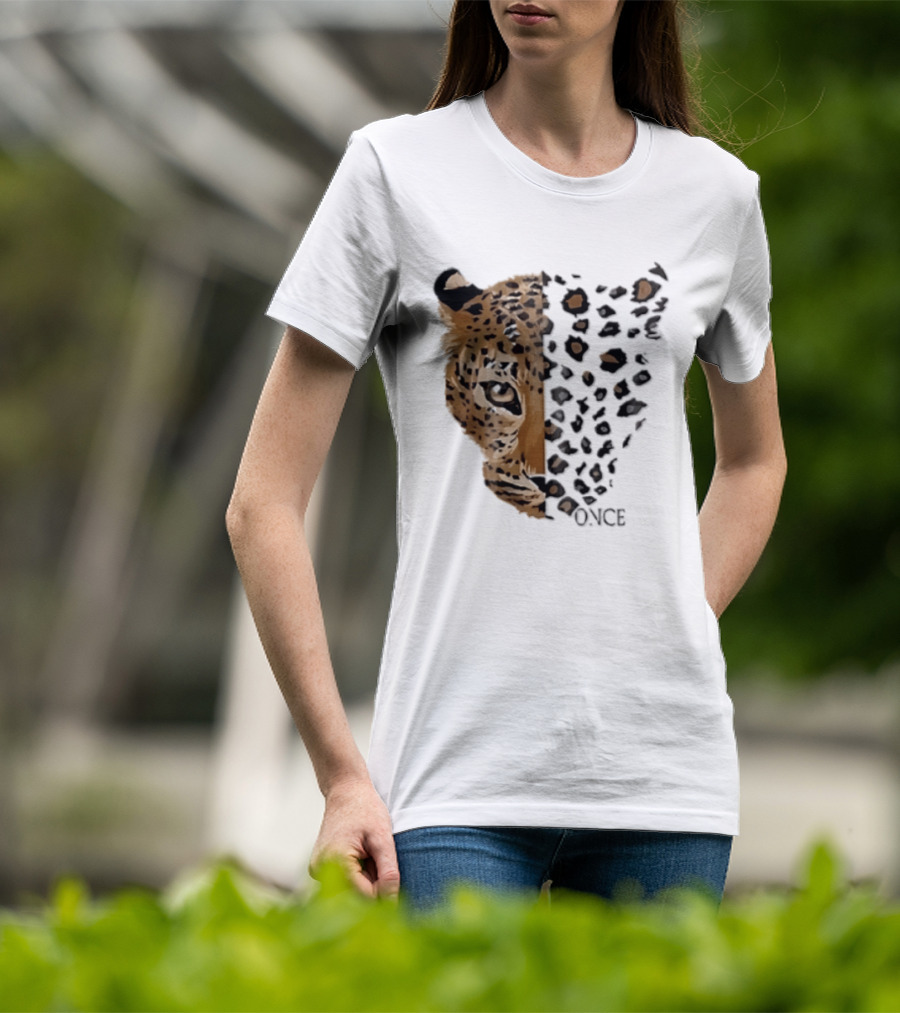 Once Leopard Face Half Animal Half Spots T-Shirt