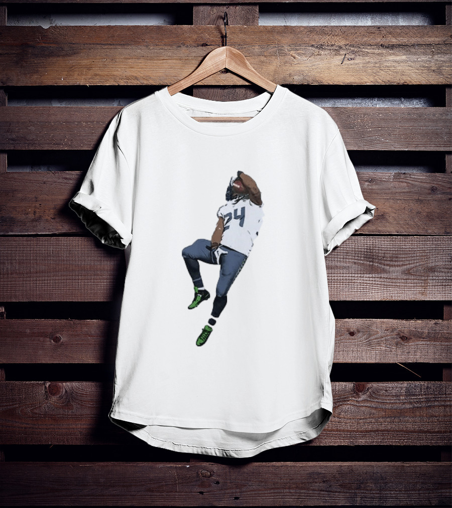 Seattle Seahawks Marshawn Lynch Number 24 Beast Mode Action Pose T-Shirt