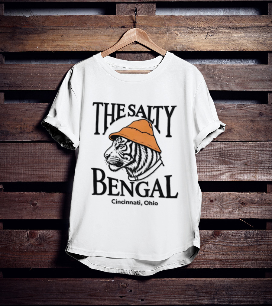 The Salty Bengal Tiger Fisherman Hat Cincinnati Ohio T-Shirt