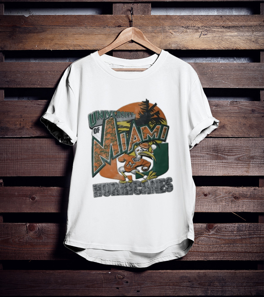 University Of Miami Hurricanes Sebastian Ibis Palm Tree T-Shirt