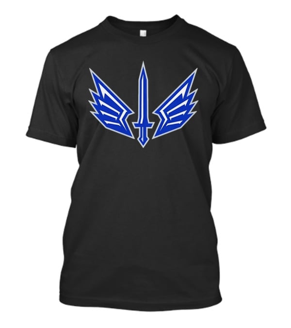 Winged Sword Blue Angular Fantasy T-Shirt