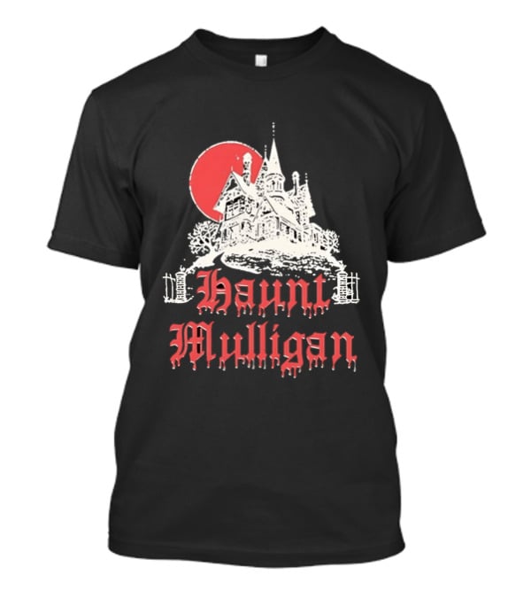 Haunt Mulligan Gothic Haunted House Horror Red Moon T-Shirt