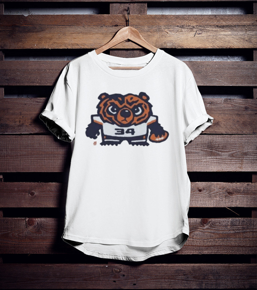 Chicago Bears Number 34 Bear Holding Football T-Shirt