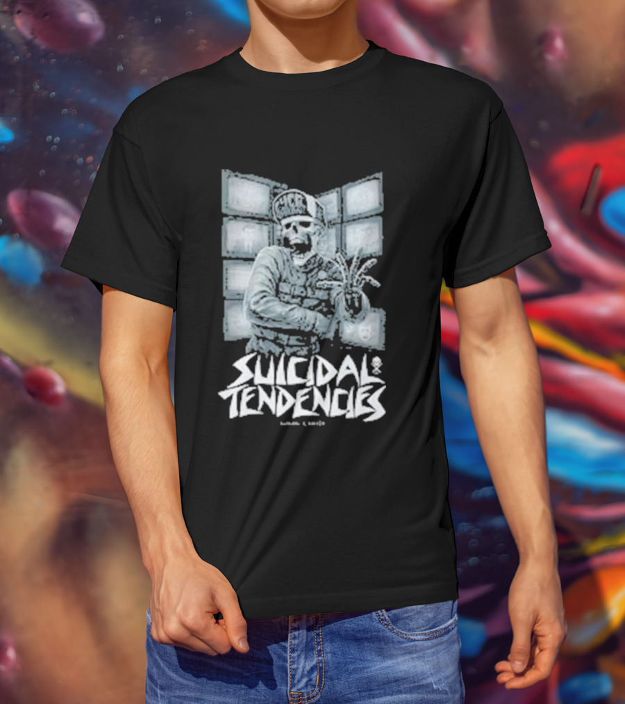 Suicidal Tendencies Institutionalized Skeleton Holding Beaker By Jim 'Taz' Evans T-Shirt