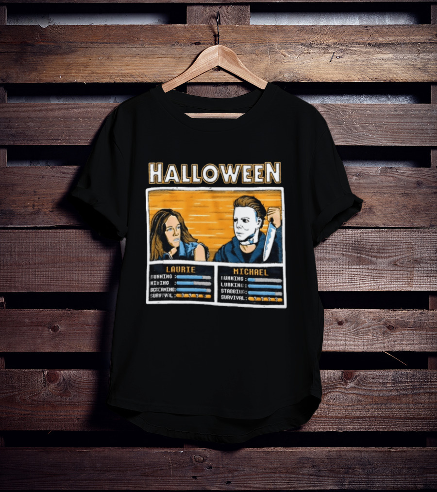 Halloween Laurie Michael Jamie Lee Curtis Michael Myers Stats Survival Horror T-Shirt