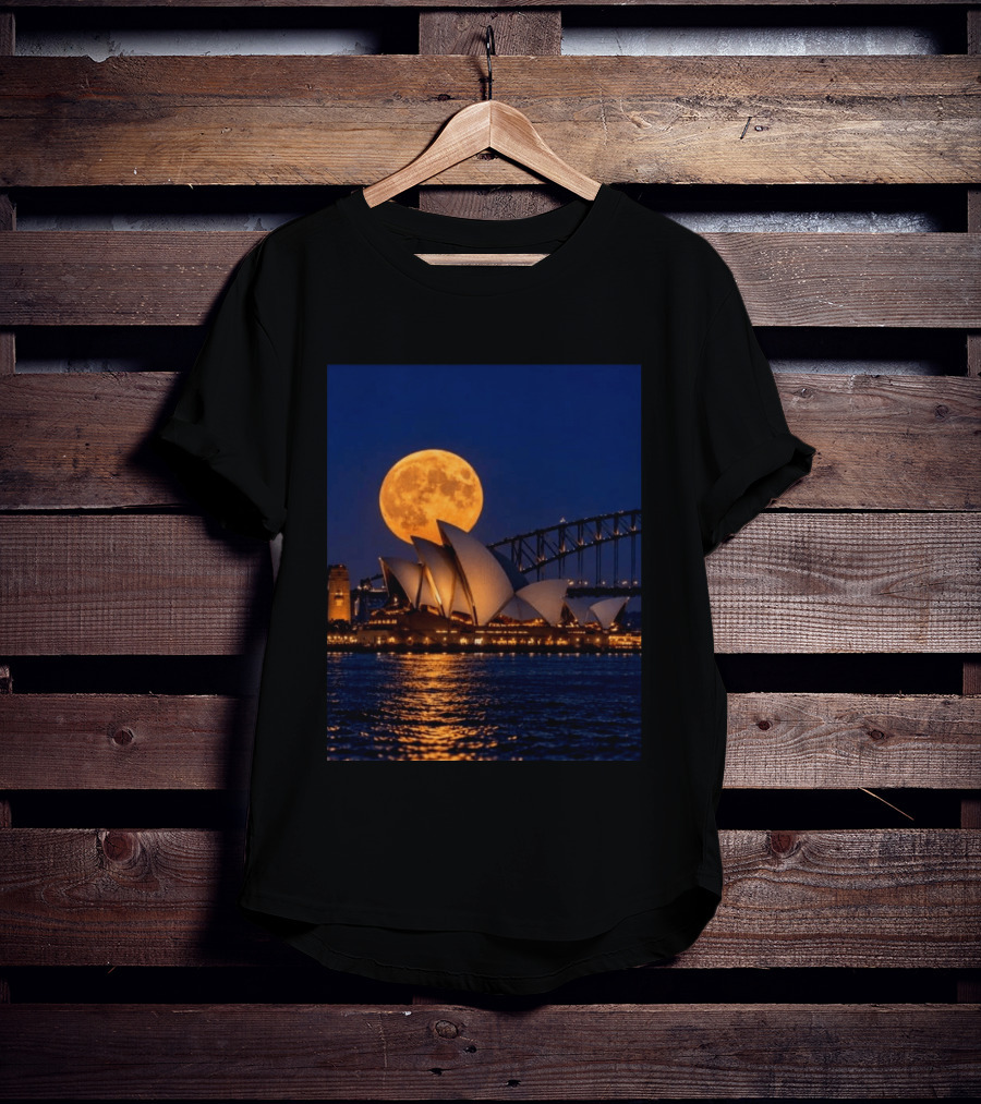 Harvest Moon Over Sydney Opera House And Harbour Bridge T-Shirt