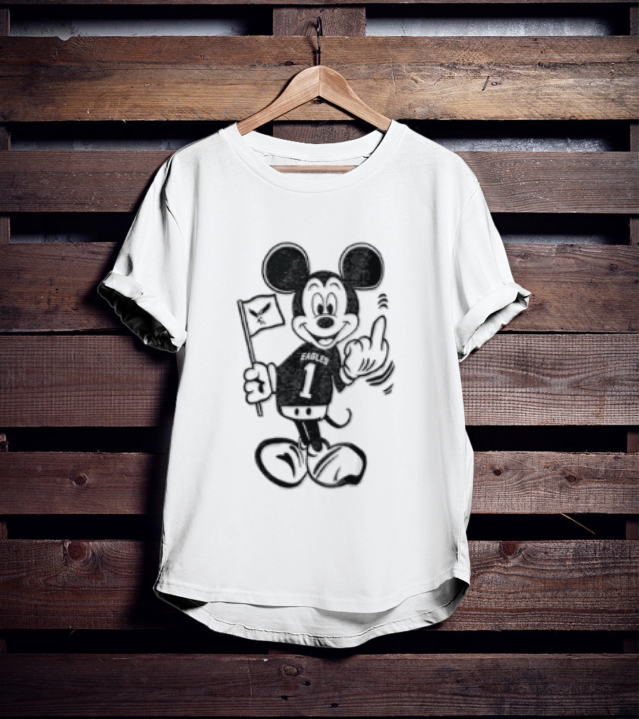 Jalen Hurts Philadelphia Eagles Mickey Mouse Holding Flag Middle Finger T-Shirt