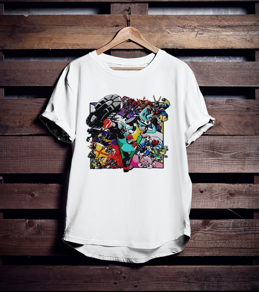 Lucario And Friends Anime Mashup With Megaman Yu Gi Oh Gundam Wigglytuff Pikachu Charizard T-Shirt