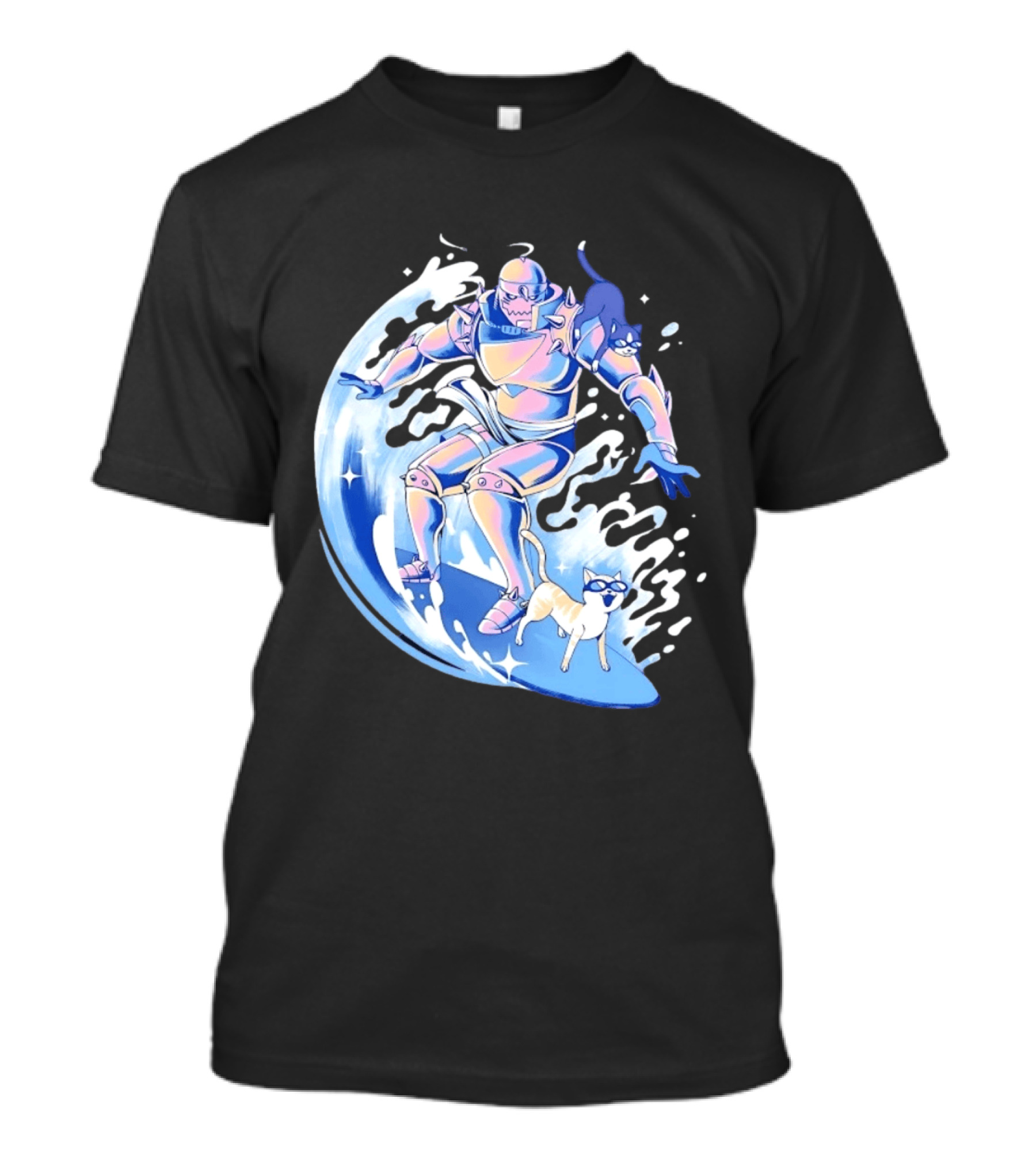 Alphonse Elric Surfing Adventure With Cool Cats On Waves T-Shirt