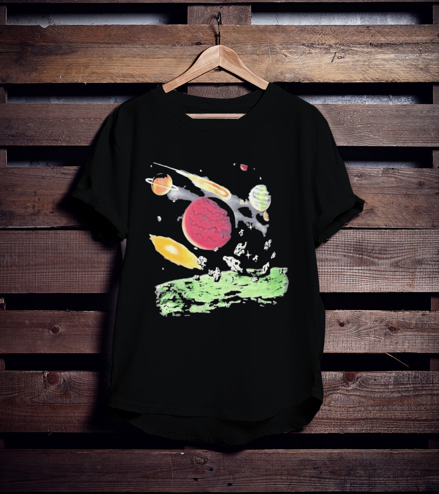 Space Galaxy Planet Asteroid Field Colorful Cosmic Scene T-Shirt