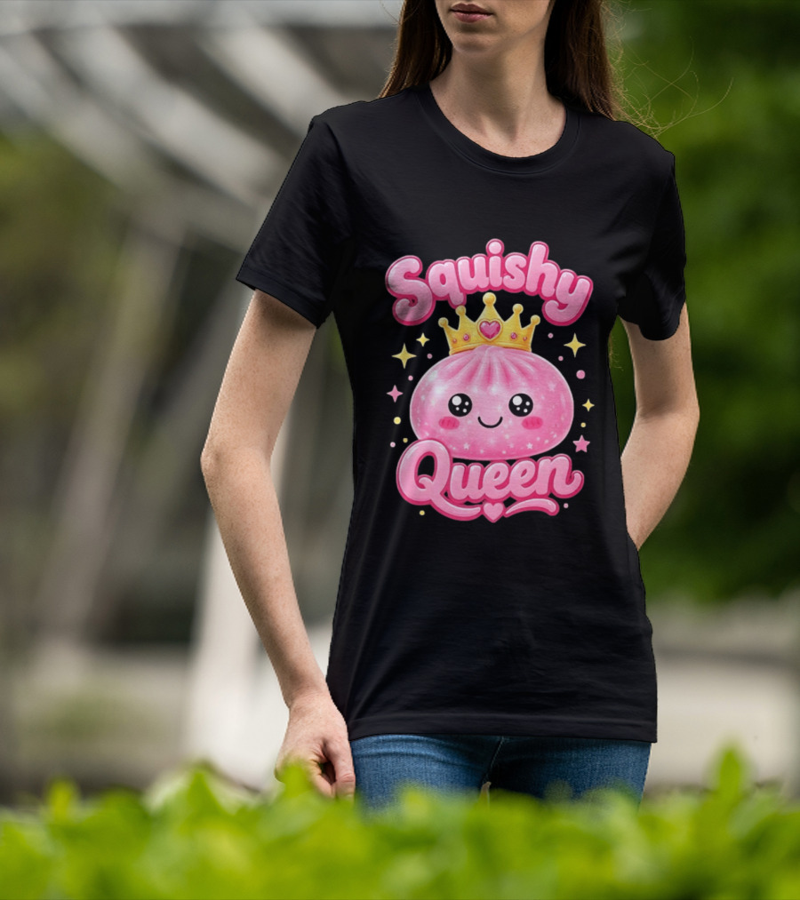 Squishy Queen Kawaii Mochi Pink Princess Cute Crown Stars T-Shirt