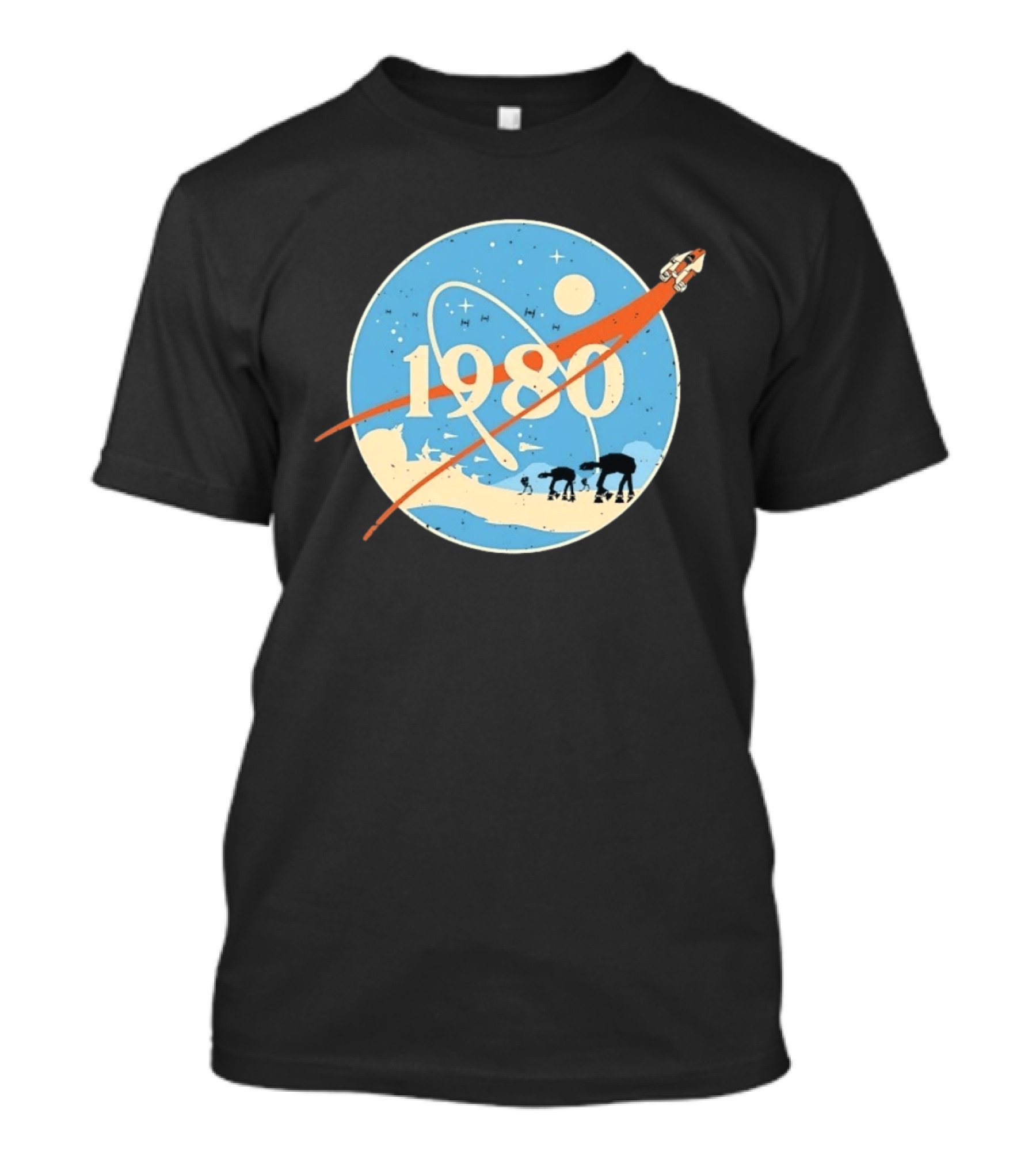 Star Wars 1980 Space Mission Inspired By Empire Strikes Back NASA Style Logo With AT AT Walkers T-Shirt