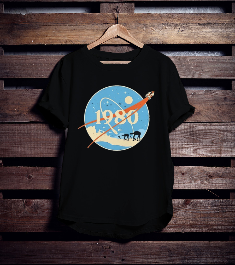 Star Wars 1980 Space Mission Inspired By Empire Strikes Back NASA Style Logo With AT AT Walkers T-Shirt