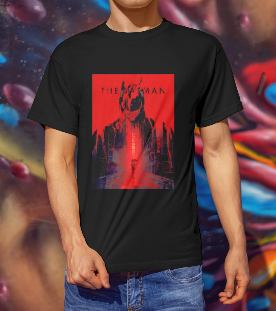The Batman Monarch March Red Background Iconic Gotham Scene T-Shirt