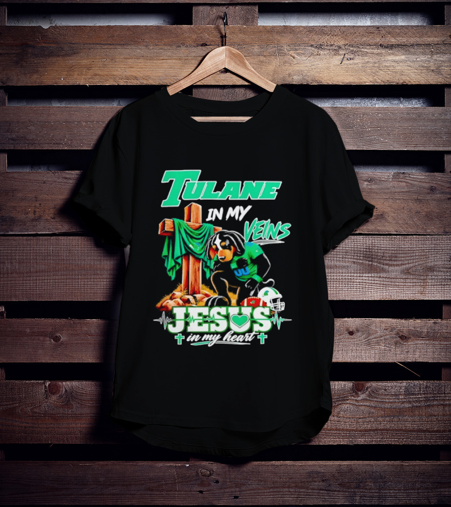 Tulane Spirit Football Jesus Faithful Heart Cross Helmets Football T-Shirt