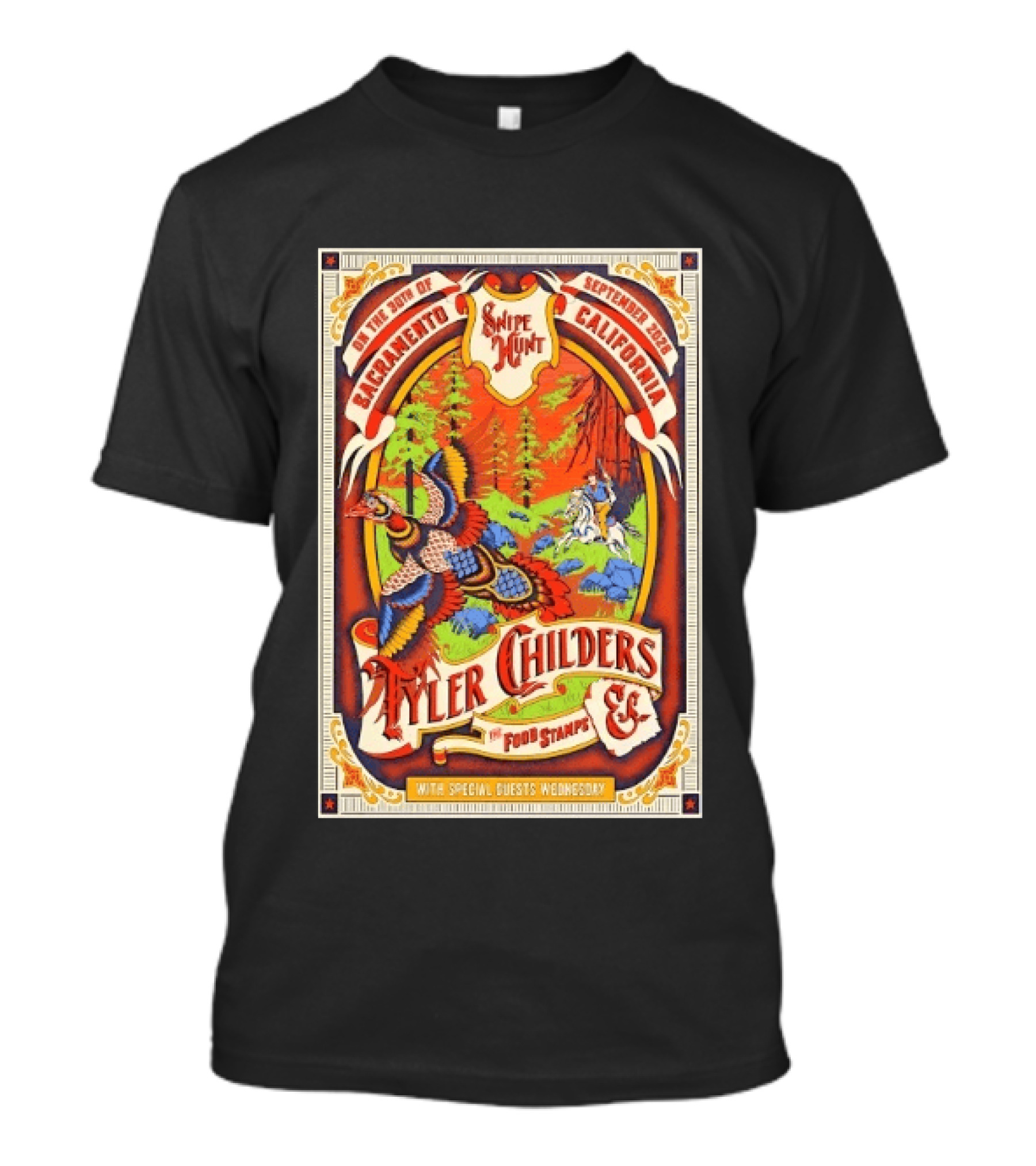 Tyler Childers And The Food Stamps Snipe Hunt Sacramento September 30th 2023 California Concert T-Shirt