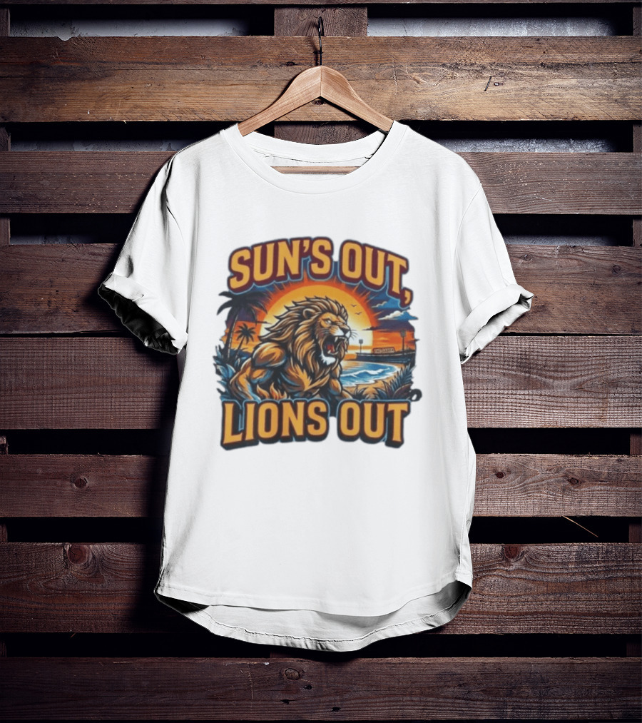 Sun's Out Lions Out Brisbane Lions Bold Tropical Roar T-Shirt