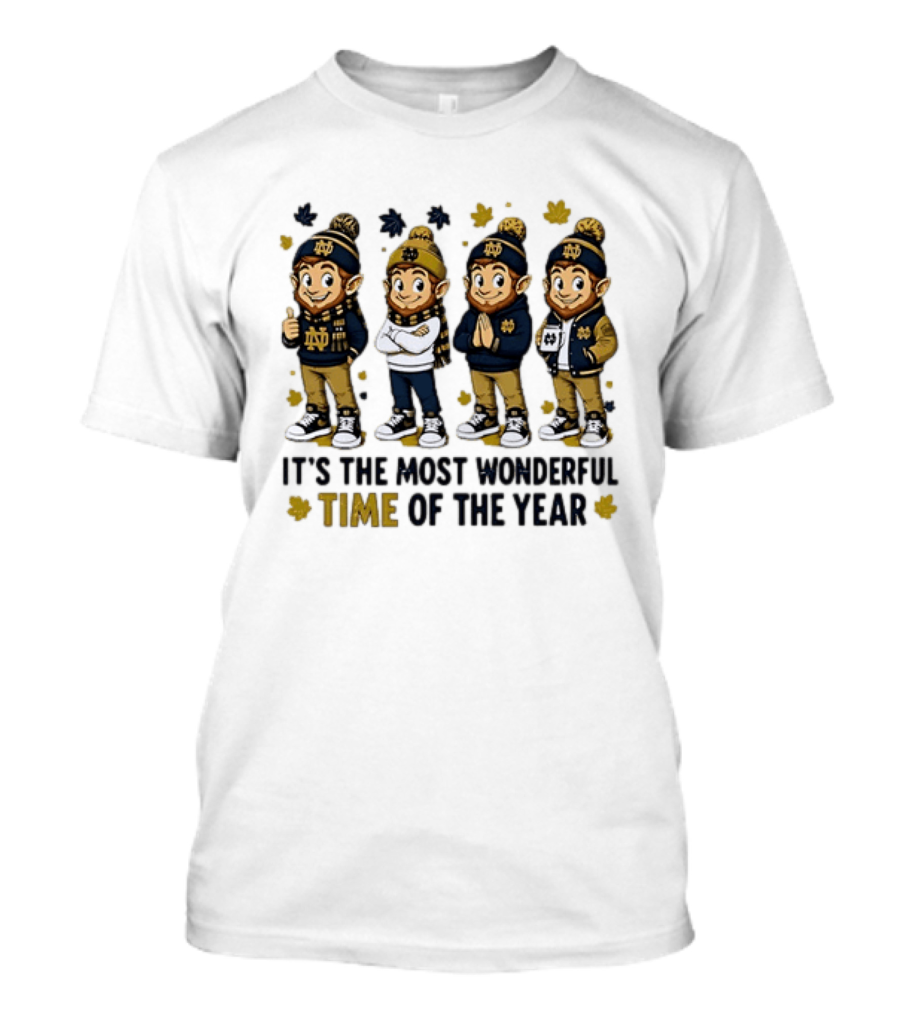 Notre Dame Fighting Irish Elves It's The Most Wonderful Time Of The Year T-Shirt