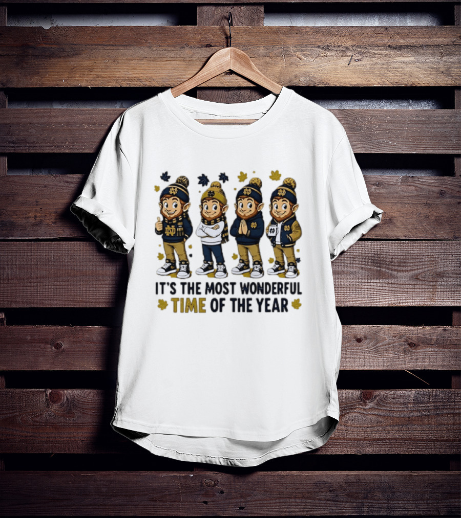 Notre Dame Fighting Irish Elves It's The Most Wonderful Time Of The Year T-Shirt