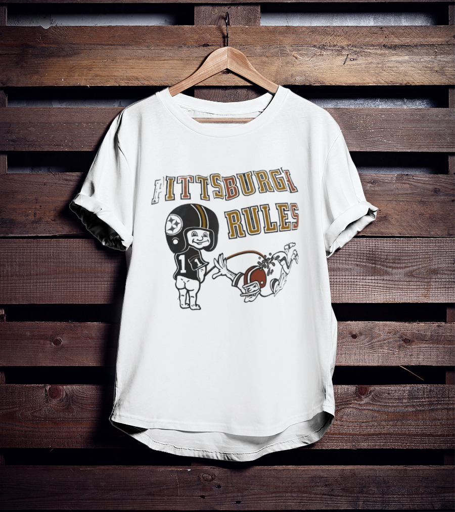 Pittsburgh Rules Football Helmet Kid Kicking Rival Team T-Shirt