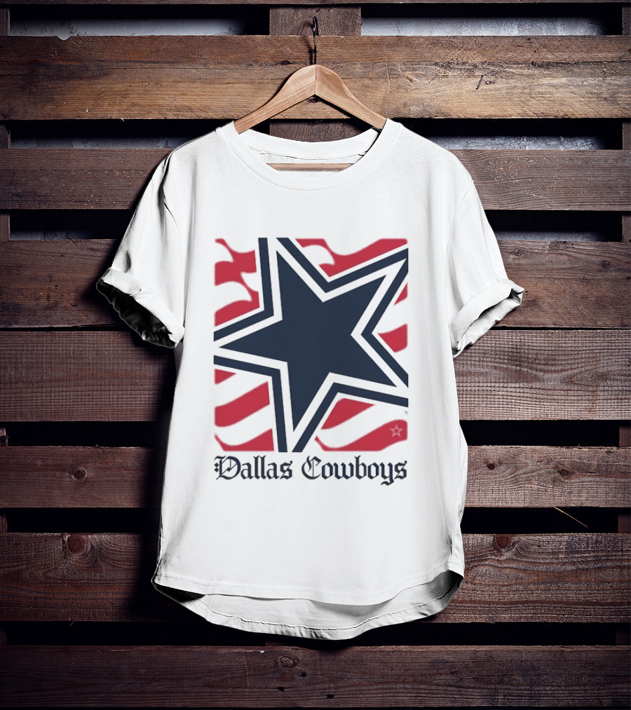 Dallas Cowboys Star With Red Background Stripes T-Shirt
