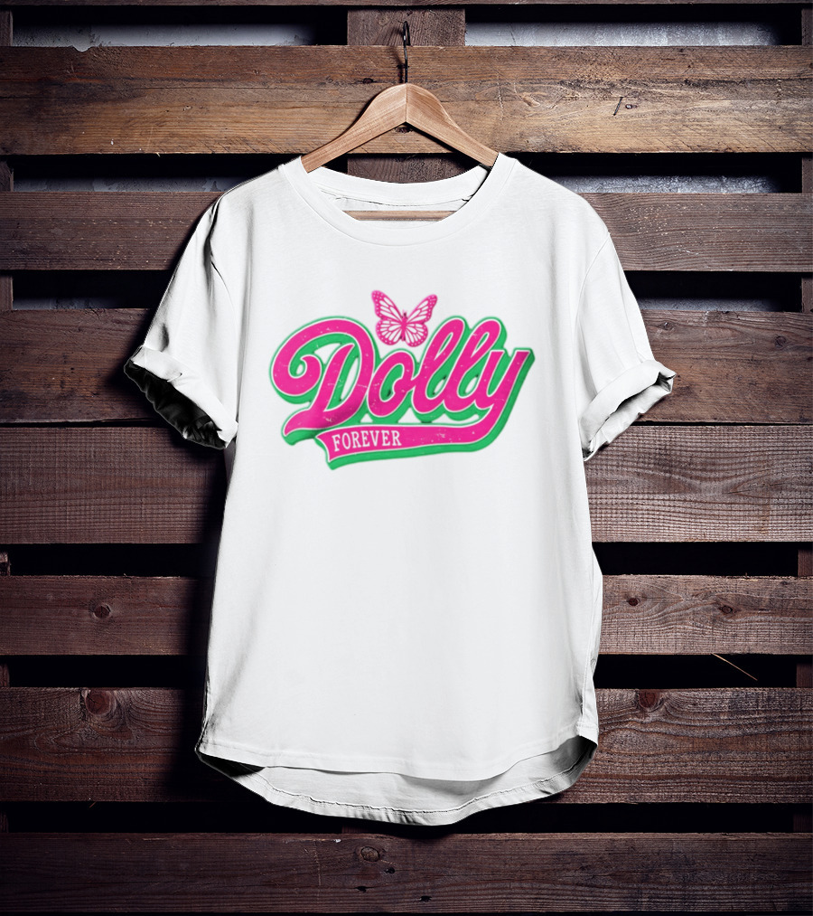 Dolly Forever Pink Butterfly Script T-Shirt