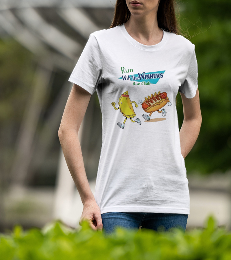 Run With The Winners Run Club Empanada And Hot Dog Race T-Shirt