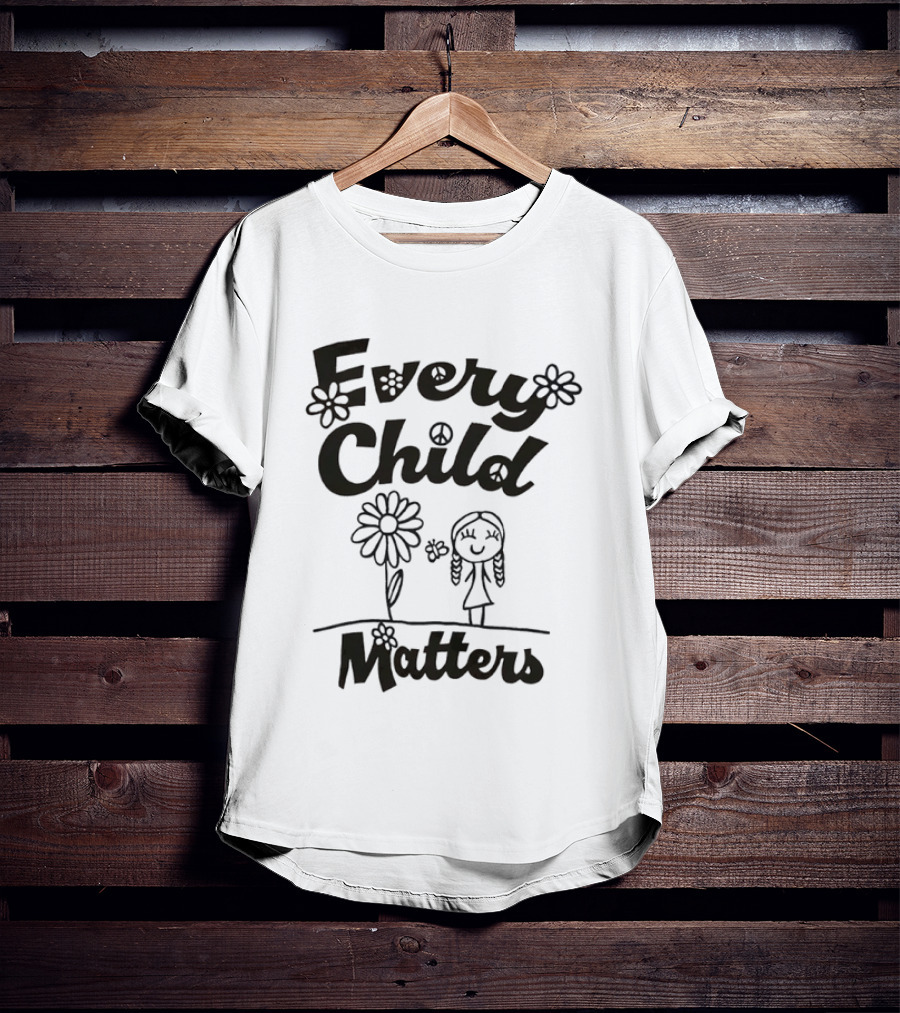 Every Child Matters Peace Symbol Flowers And Girl Awareness T-Shirt