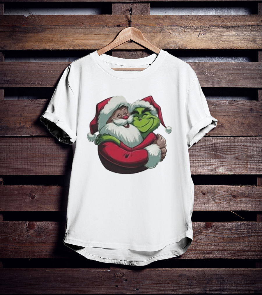 Grinch And Santa Embrace Christmas Magnet T-Shirt