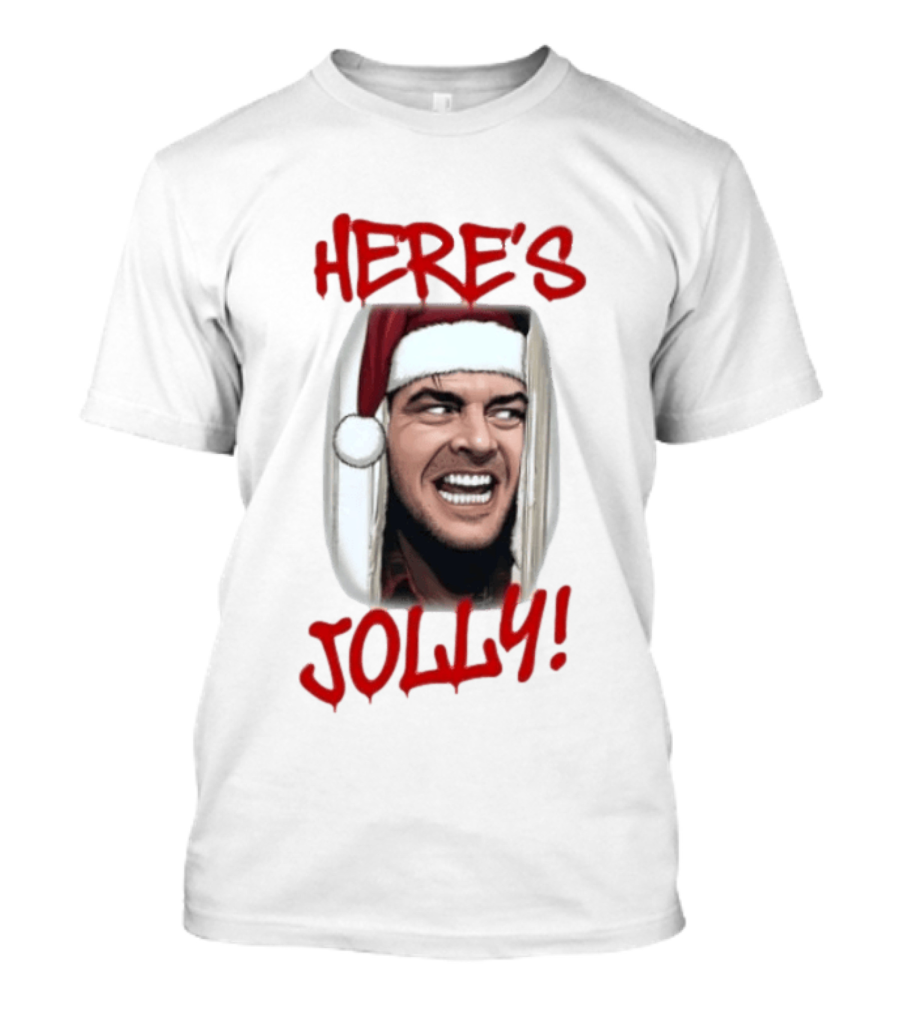 Jack Nicholson Here's Jolly Christmas Horror Santa Hat T-Shirt