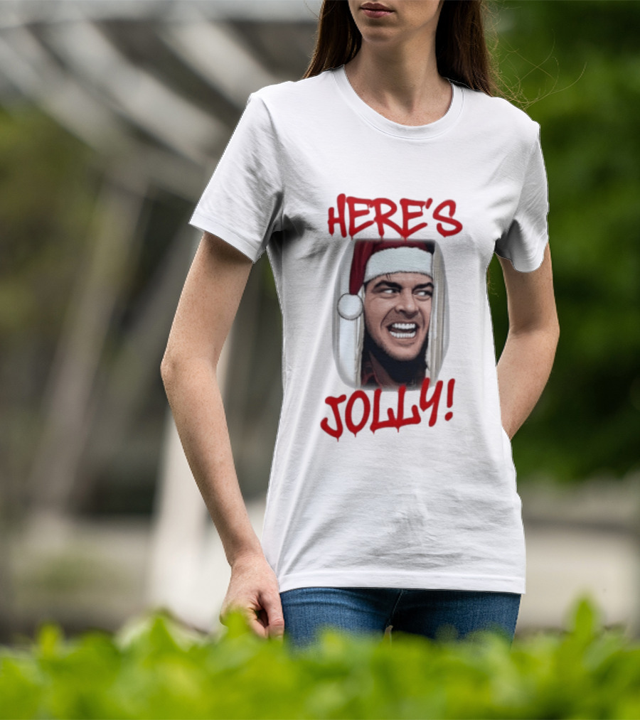 Jack Nicholson Here's Jolly Christmas Horror Santa Hat T-Shirt