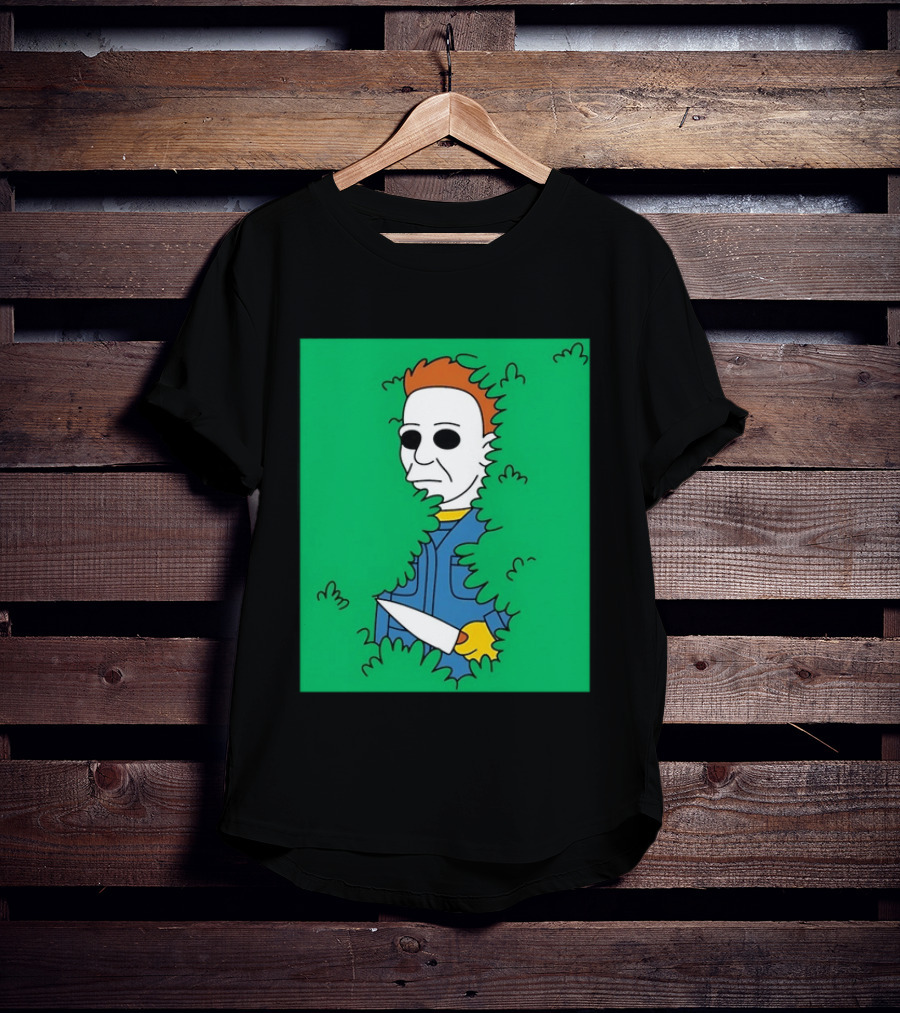 Michael Myers Halloween Bushes Knife Humor T-Shirt