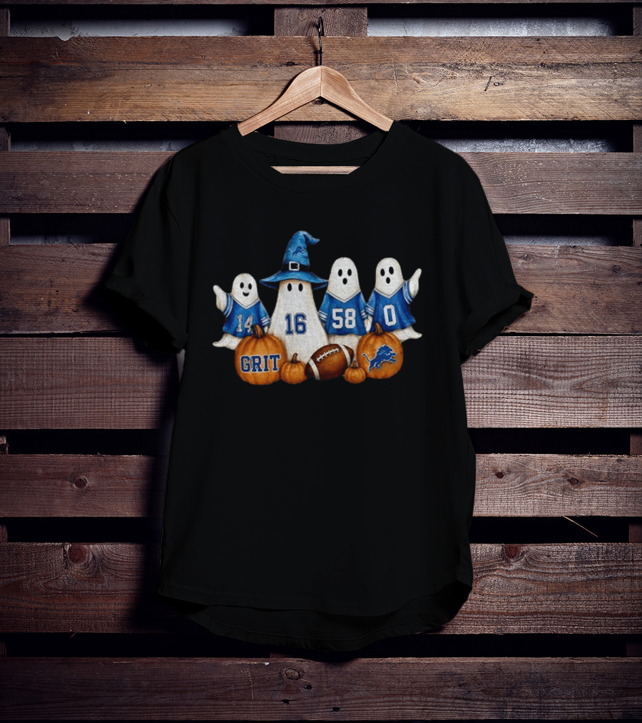 Detroit Lions Halloween Ghost Grit Football 2026 T-Shirt