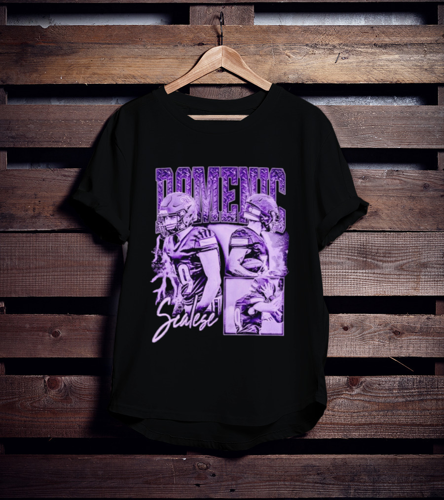Domenic Scalese Number 9 Football Player Purple Sports Collage T-Shirt