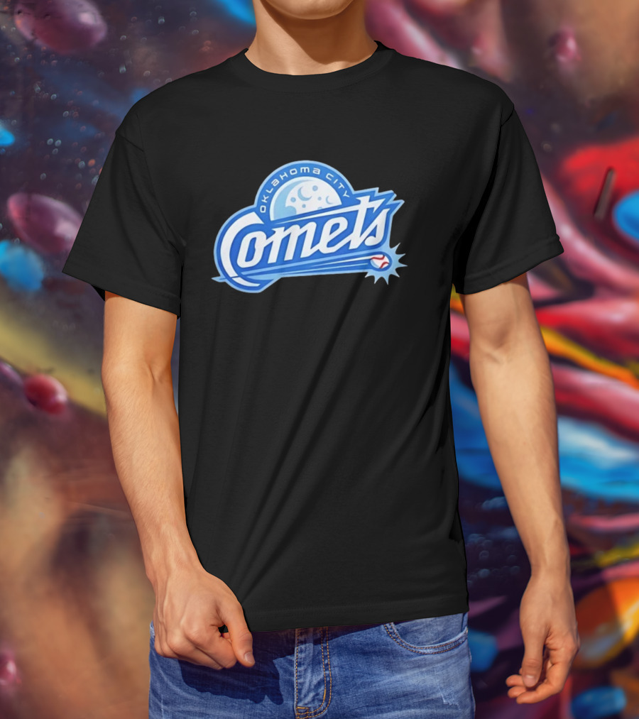 Oklahoma City Comets Baseball Team Moon And Star Baseball T-Shirt