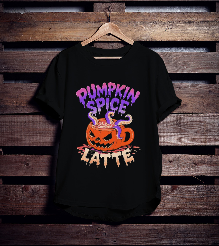 Pumpkin Spice Latte Tentacles Halloween Jack O' Lantern T-Shirt