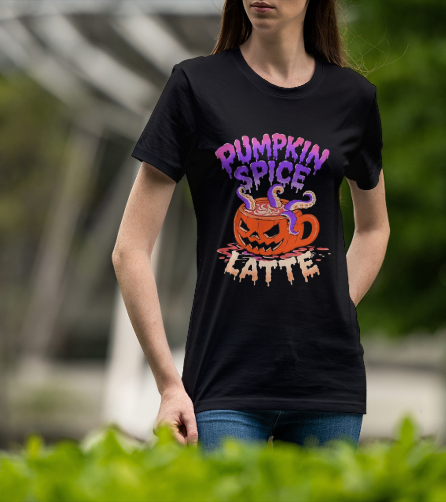 Pumpkin Spice Latte Tentacles Halloween Jack O' Lantern T-Shirt