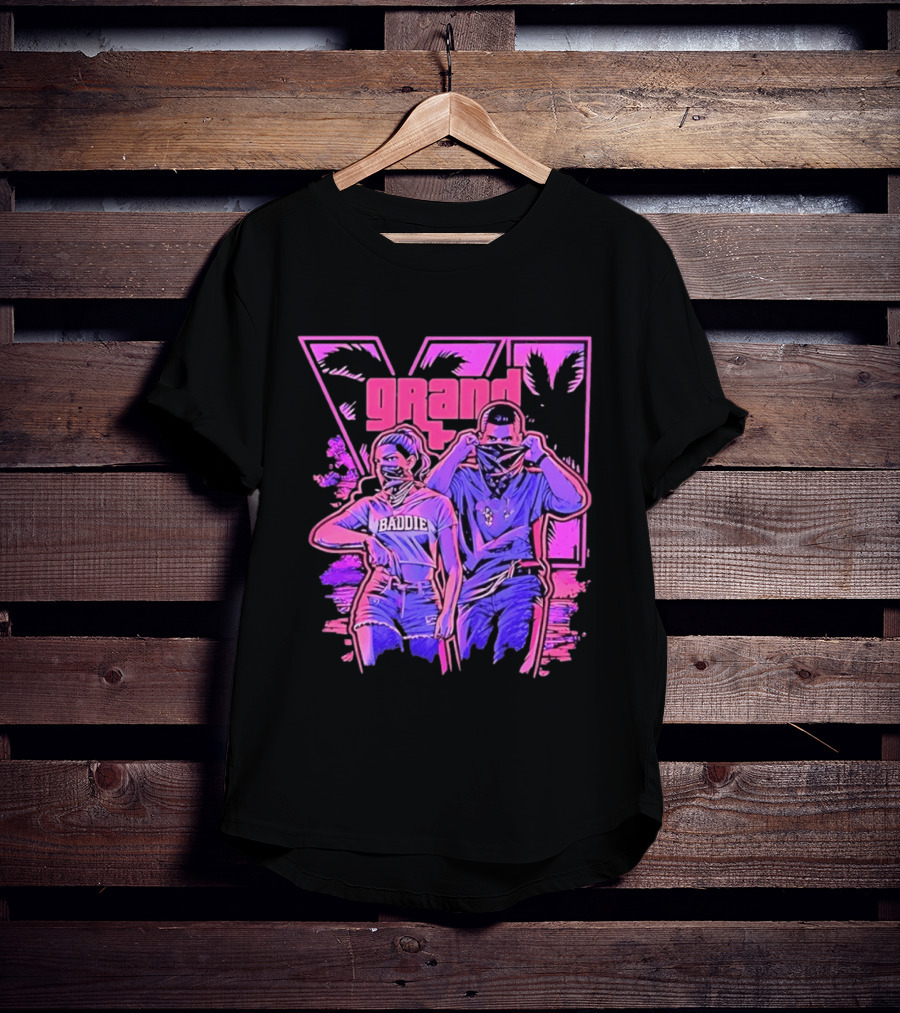 Grand Baddie Couple Neon Vibes Streetwear T-Shirt