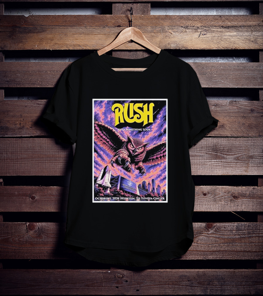 Rush Fifty Something Tour October 1 2026 Houston TX Toyota Center Owl T-Shirt